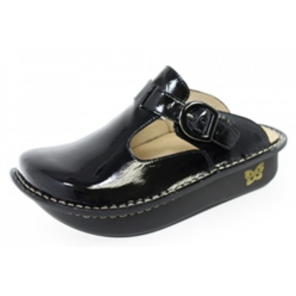 Alegria PG Lite Classic Brilliant Black Patent Clog Slide Size 6-6.5